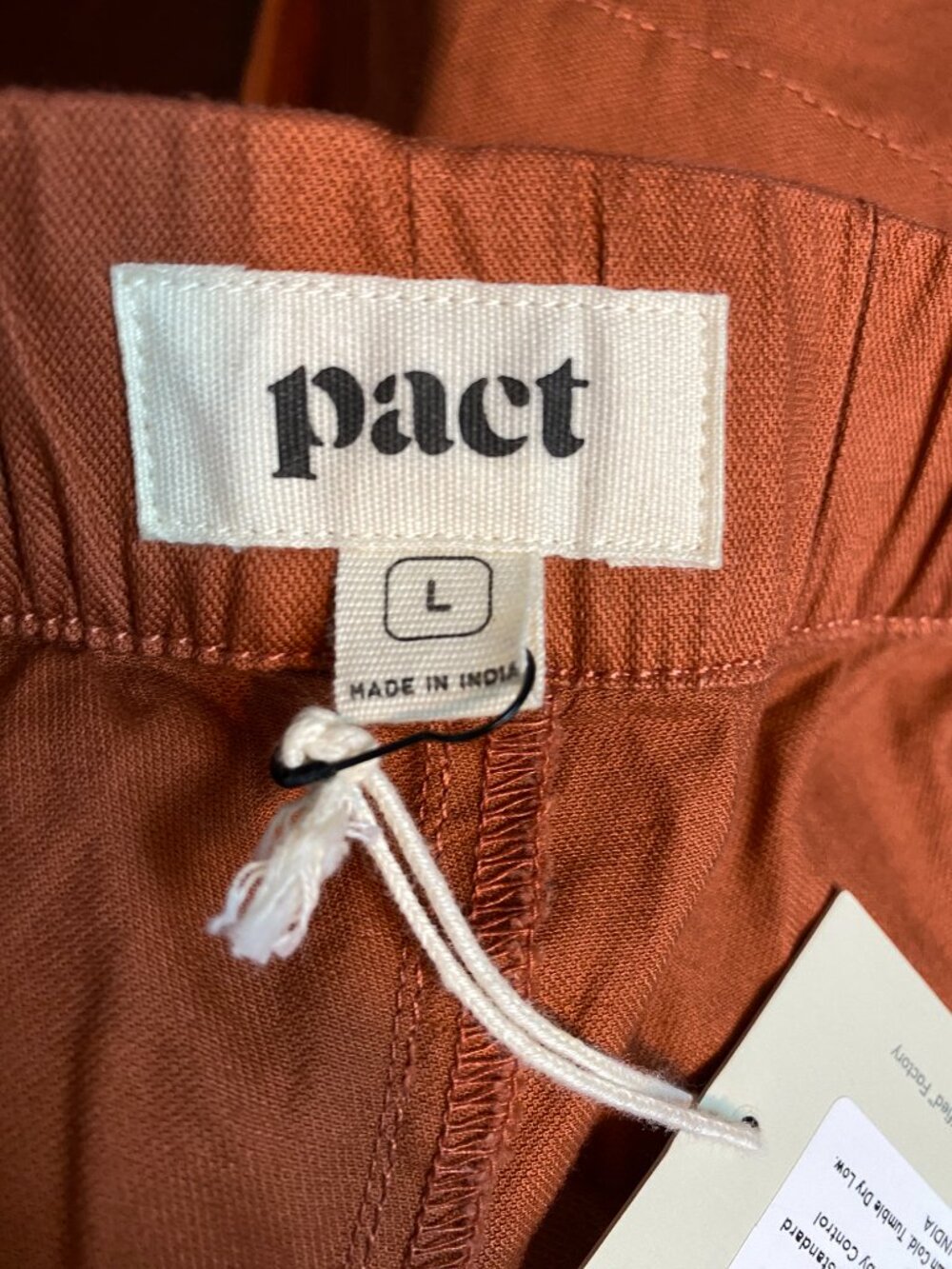 NWT Pact Classic Woven Roll Up Pants Baked Clay Organic Cotton Size L - Picture 5 of 7